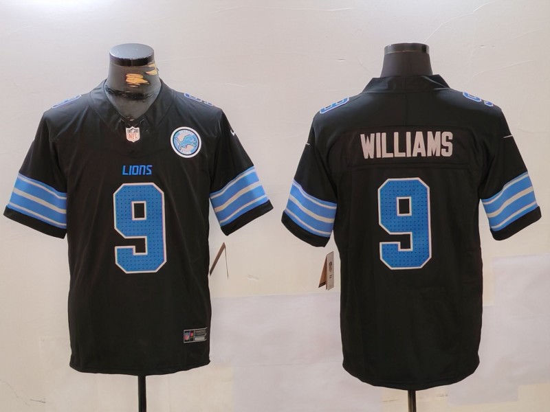 Men's Detroit Lions #9 Jameson Williams Black 2024 F.U.S.E. 2nd Alternate With Patch Vapor Limited Football Stitched Jersey